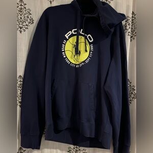 Vintage Blue  Polo Ralph Lauren US Open 2005 tennis graphic hoodie Size Large